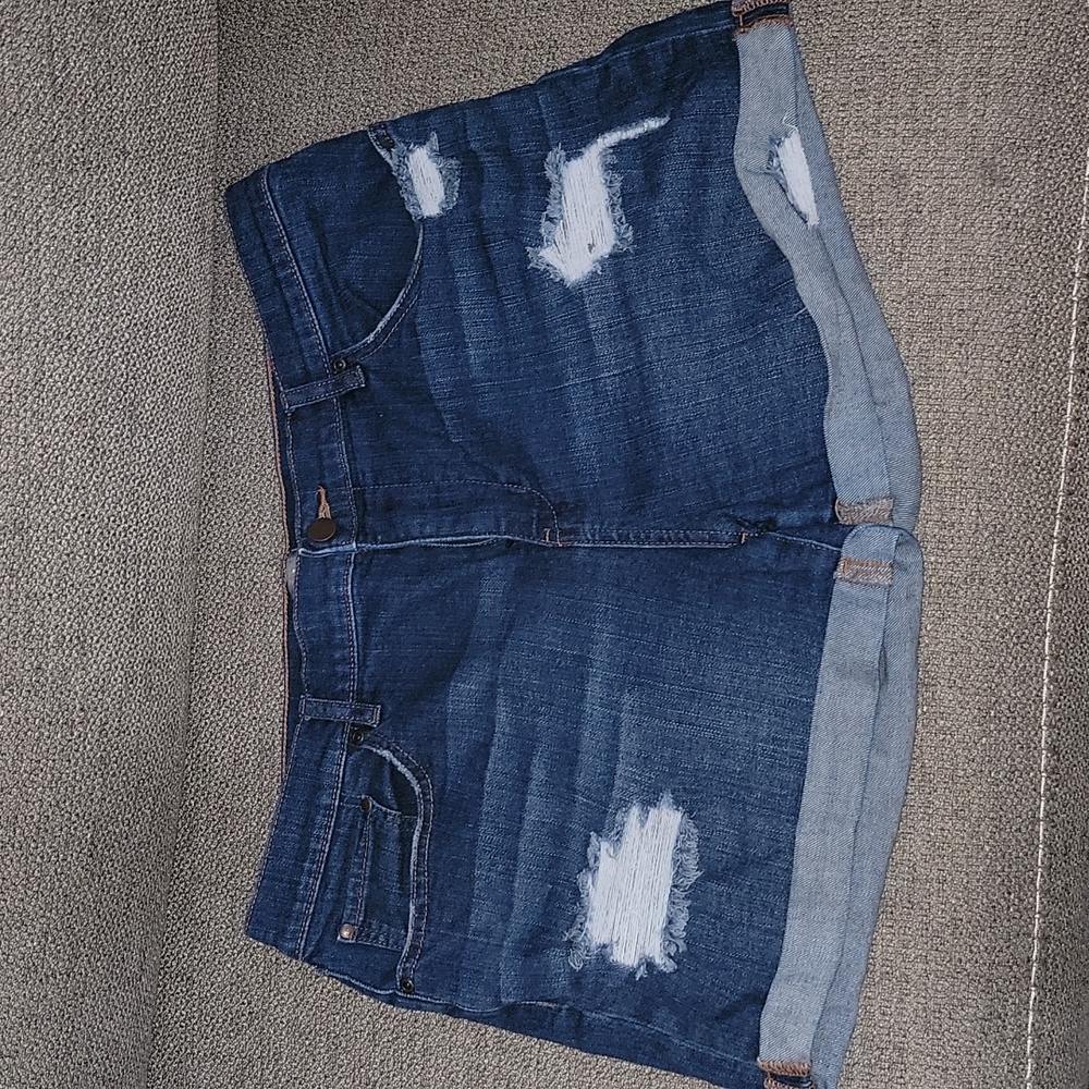 Ripped Blue Jean Shorts